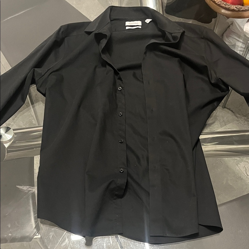 Calvin Klein Men's Black Casual Button Down Shirt